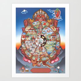 Tibetan Thangka, Samsara Mandala, Buddhist Wheel of Life Art Print