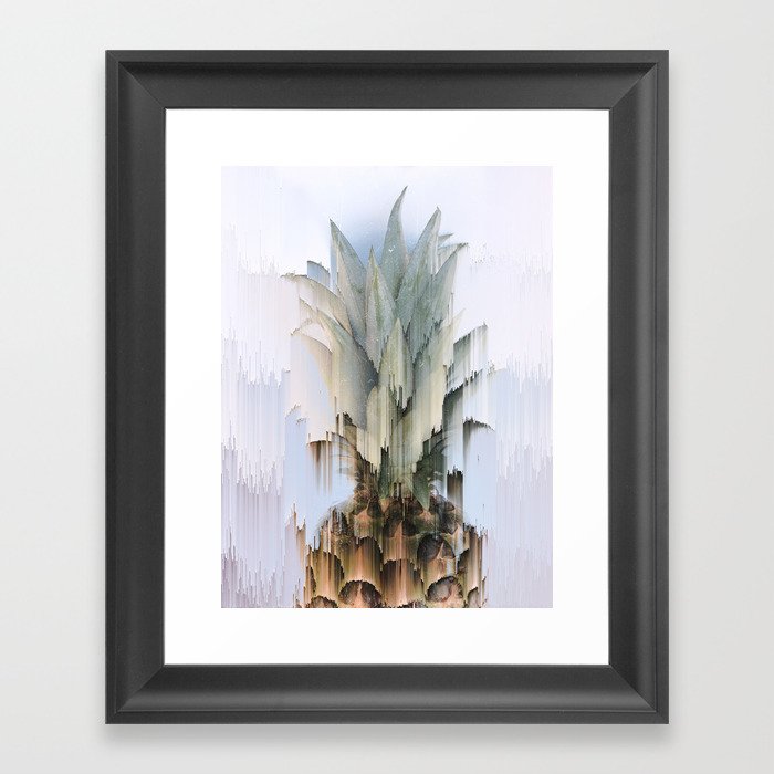 Glitch Pineapple Framed Art Print