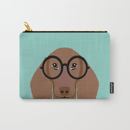 Remy - Daschund with Fashion glasses, hipster glasses, hipster dog, doxie, Carry-All Pouch