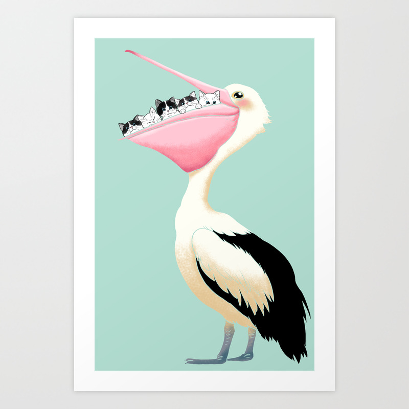 Loving Heart Pelican Art Print By Big Nose Work Society6
