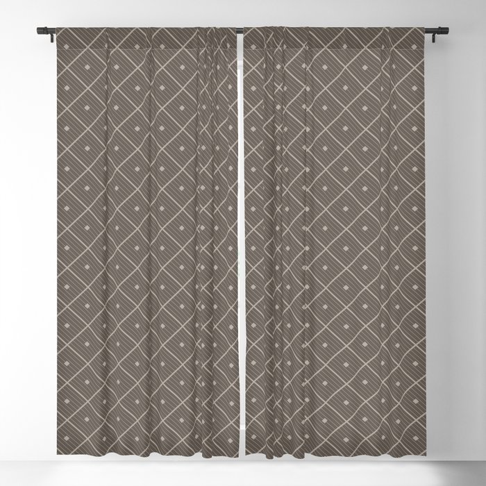Harlequin Diamond Grid and Stripes Brown Beige Blackout Curtain