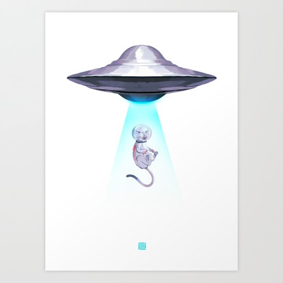 UFO ASTRONAUT KITTEN Art Print