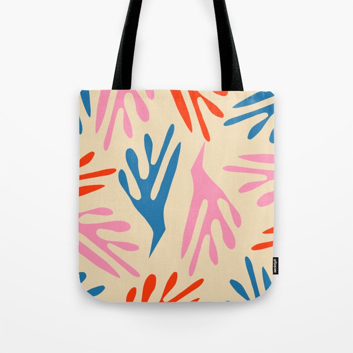 Ailanthus Cutouts Colourful Abstract Pattern Pink Blue Red Beige Tote Bag