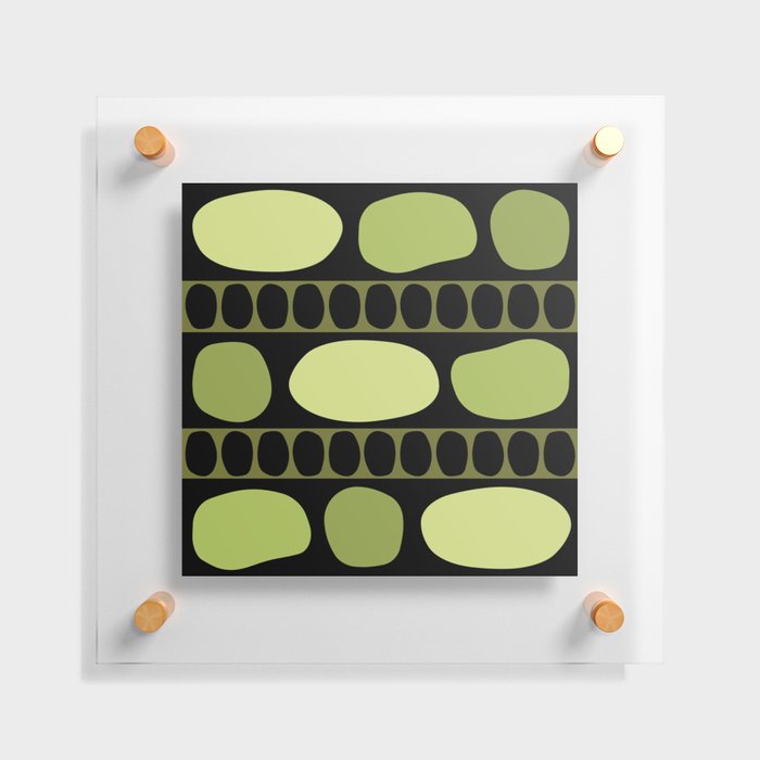 Tribal Art Rock Pattern Black Chartreuse Floating Acrylic Print