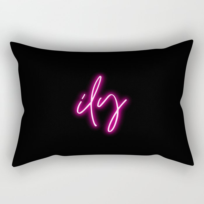ILY I Love You Baby Pink Neon Sign  Rectangular Pillow