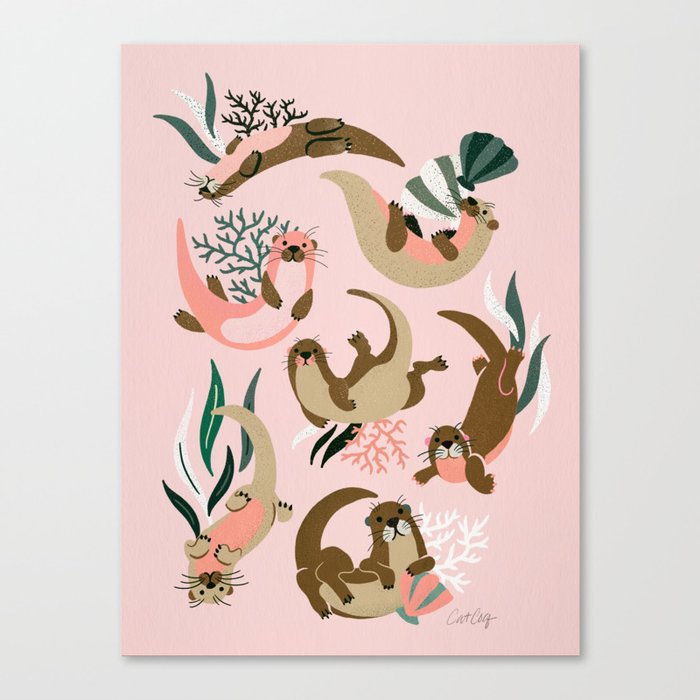 Otter Collection - Blush Palette Canvas Print