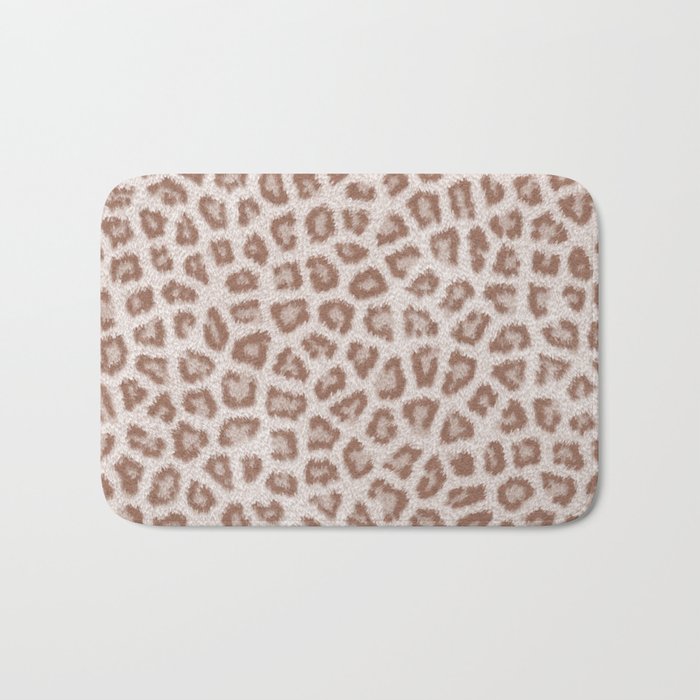 Abstract Hipster Brown White Cheetah Animal Print Bath Mat By