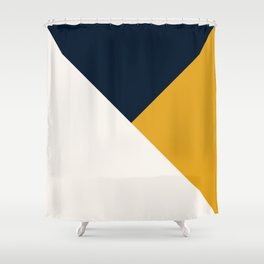 Tricolor Geometry Navy Yellow Shower Curtain