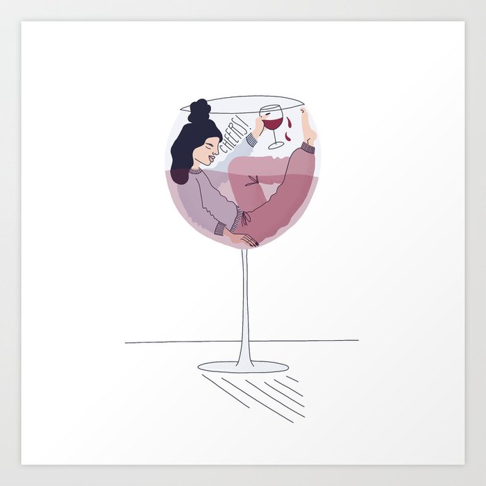 girl in a wine glass Art Print by LeeAndra Cianci | Society6
