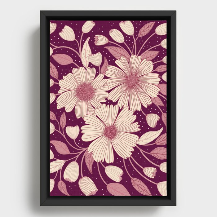 Spring Botanicals in Pink Framed Canvas