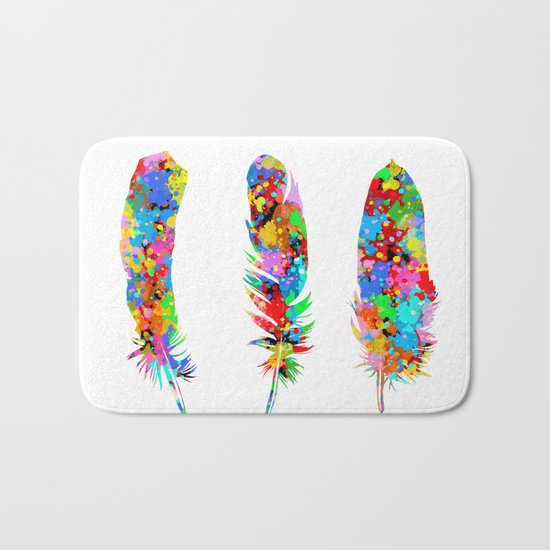 colorful feathers Bath Mat