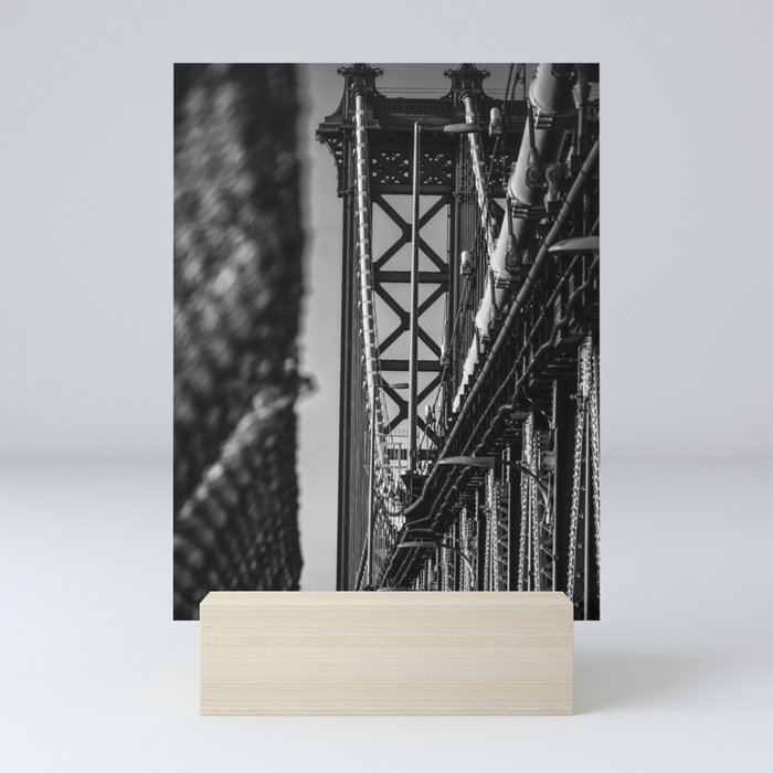 Manhattan Bridge in New York City black and white Mini Art Print