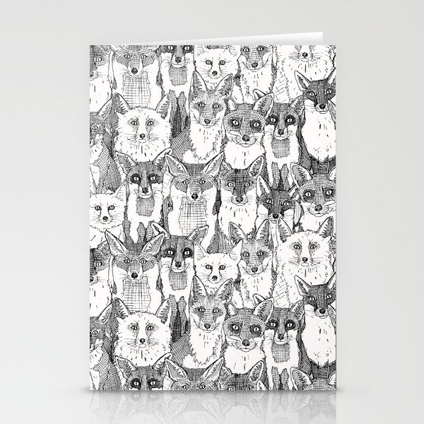 just foxes black soft white Stationery Cards