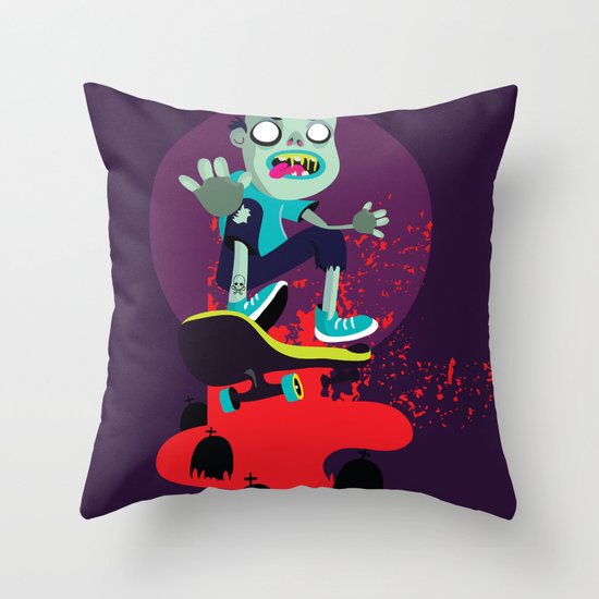 Skater zombie Throw Pillow