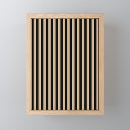 Tan Brown and Black Vertical Stripes Framed Mini Art Print