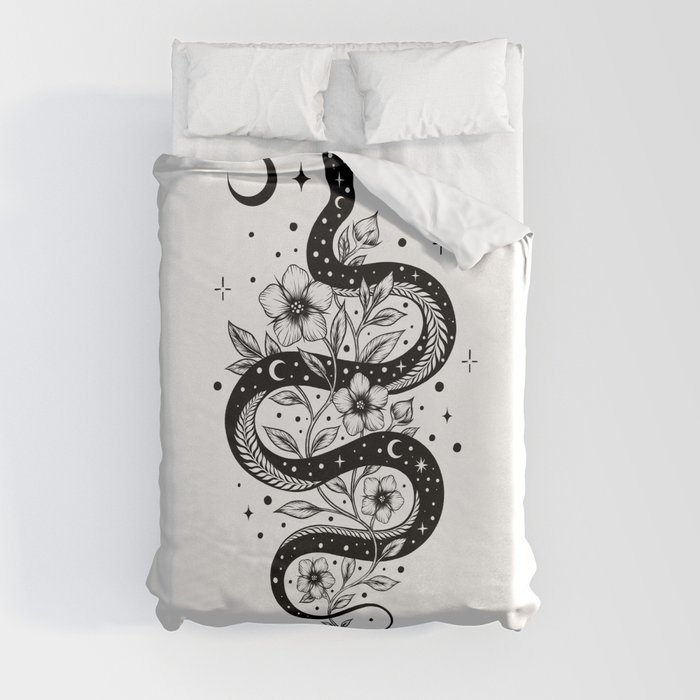 Serpent Spell -Black and White Duvet Cover