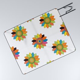 Beautiful flower folk styled doodle pattern Picnic Blanket