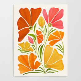 Spring Wildflowers Floral Illustration Poster