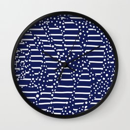 Spots and Stripes 2 - Blue and White Wall Clock