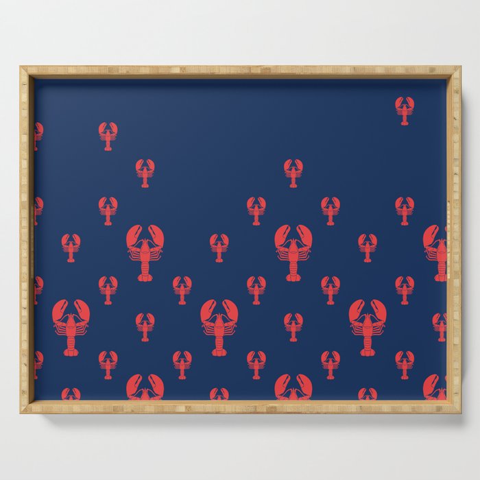 Lobster Squadron on navy background. Serving Tray