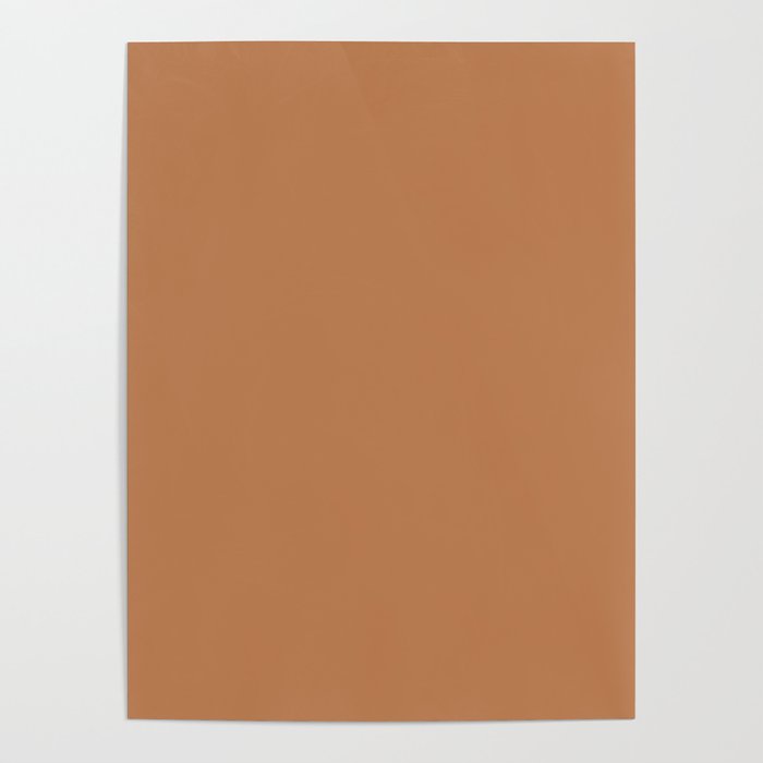 Mid-tone Orange Brown Solid Color Autumn Earth-tone Shade Pairs Pantone Apricot Buff 16-1443 TCX Poster