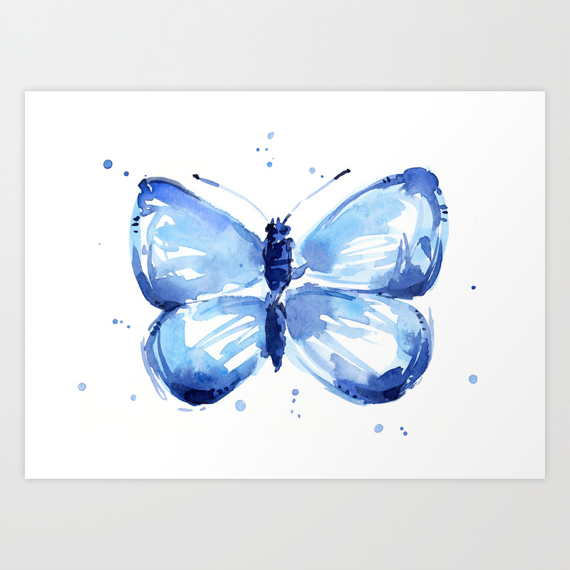 Butterfly Watercolor Blue Butterflies Art Print By Olechka Society6