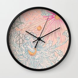 Abstract Chrysanthemum Vintage Japanese Retro Print Wall Clock