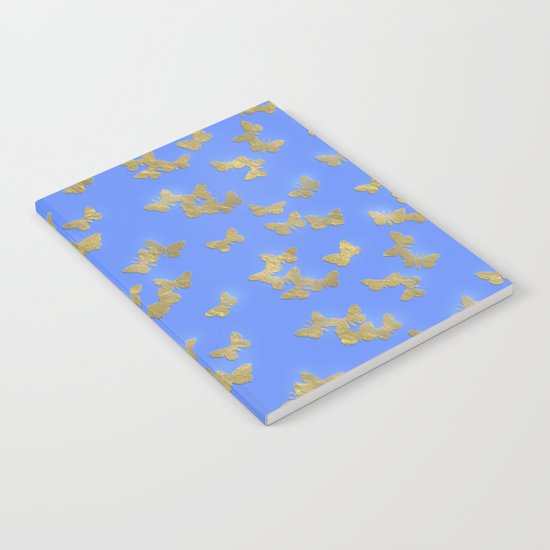 Golden butterflies on blue backround- Beautiful pattern Notebook