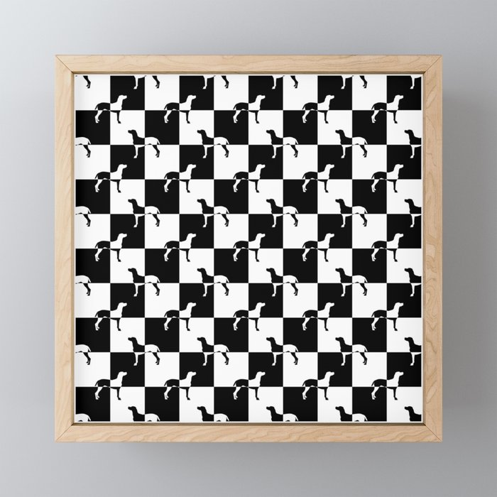 Black and White Checkerboard Weimaraner Framed Mini Art Print