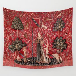 Lady and Unicorn Medieval Tapestry Touch Wall Tapestry