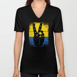 Peace fingers Victory sign ukrainian banner V Neck T Shirt