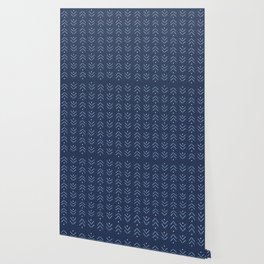 Arrow Lines Geometric Pattern 32 in Navy Blue Wallpaper