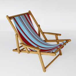 [ Thumbnail: Slate Gray, Sky Blue & Maroon Colored Lined/Striped Pattern Sling Chair ]