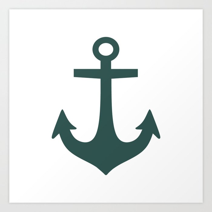 Anchor (Dark Green & White) Art Print