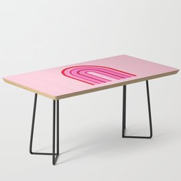 Retro Rainbow Print Preppy Pink And Red Arch Coffee Table