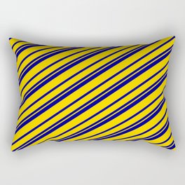 [ Thumbnail: Dark Blue and Yellow Colored Lines/Stripes Pattern Rectangular Pillow ]