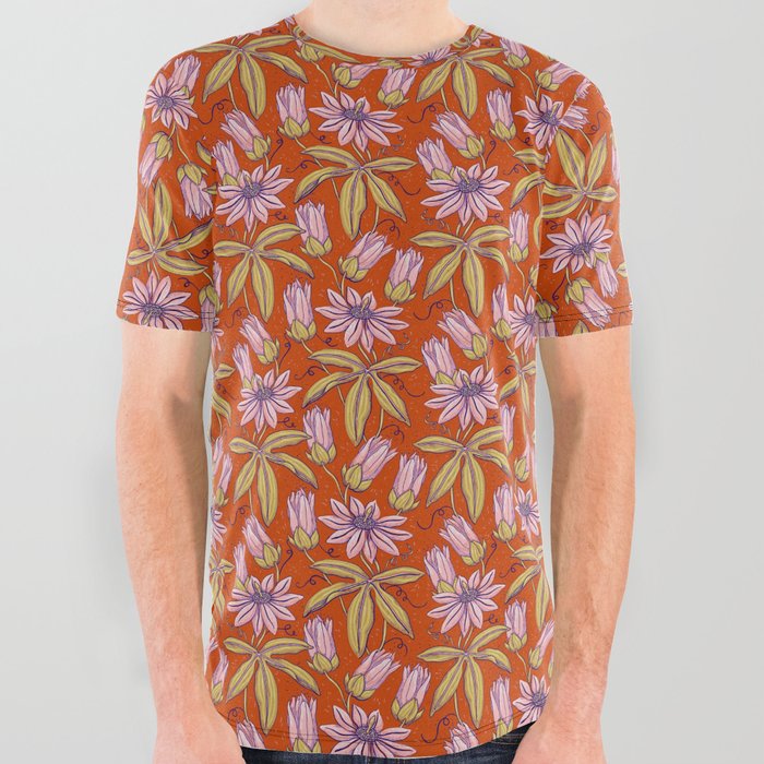 Tropical ,exotic ,flowers,Neutral summer pattern  All Over Graphic Tee
