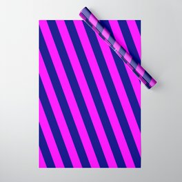 [ Thumbnail: Blue and Fuchsia Colored Striped/Lined Pattern Wrapping Paper ]