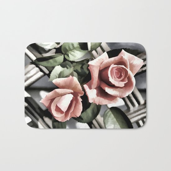 Pink Rose Garden - Painterly Bath Mat