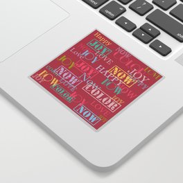 Enjoy The Colors - Colorful typography modern abstract pattern on  Terracotta Red color background  Sticker