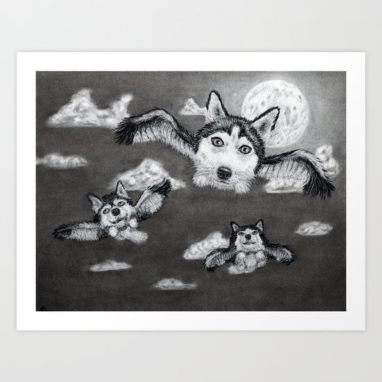 Flight of the Huskies Art Print