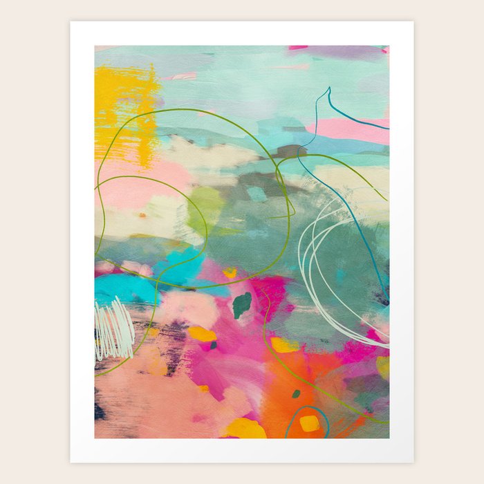 mixed abstract brush color study art 1 Art Print by Art