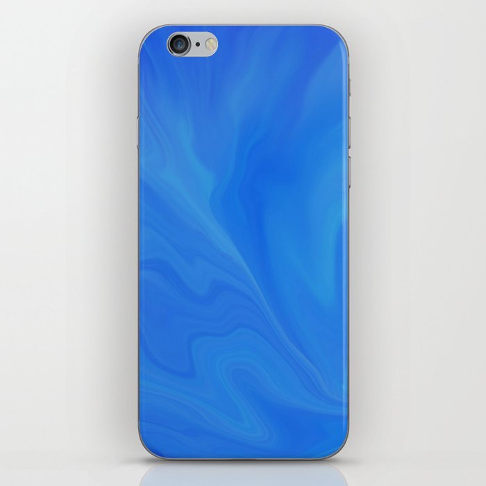 bright blue liquid abstract pattern iPhone Skin