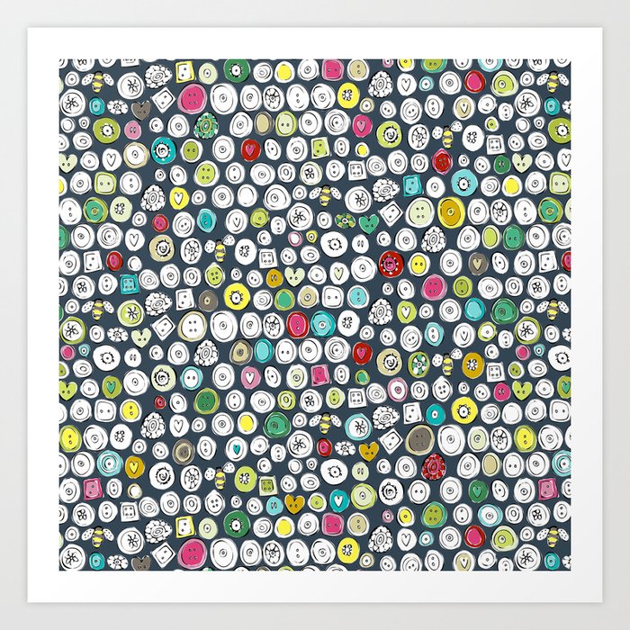buttons and bees slate Art Print