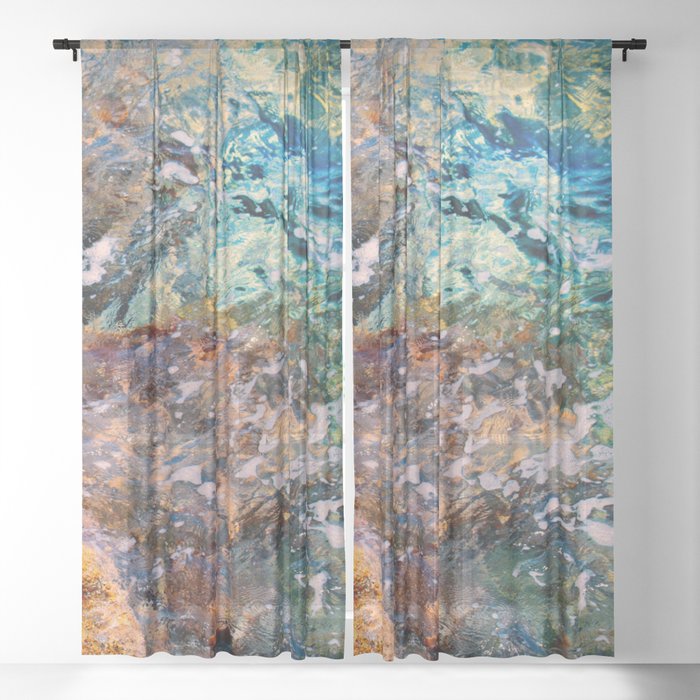 Abstract Flowing Water Photo Manipulation Sheer Curtain