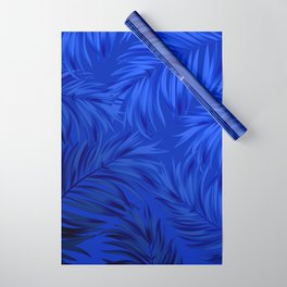 Palm Tree Fronds Brilliant Blue on Blue Hawaii Tropical Décor Wrapping Paper