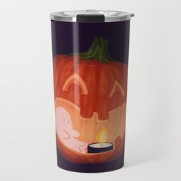 Halloween Ghost Travel Mug | Chalk Charcoal, Digital, Jack O Lantern, Witching Hour, Kawaii Halloween, Pumpkin Carving, Pumpkin, Colored Pencil, Graphite, Purple 