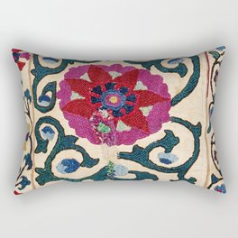 Shakhrisyabz Suzani Joynamoz Uzbekistan Floral Embroidery Print Rectangular Pillow