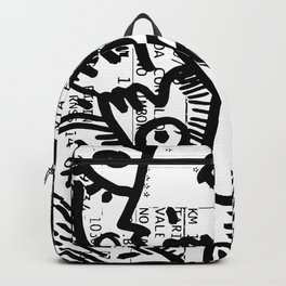 Creatures Graffiti Black and White on French Train Ticket Backpack