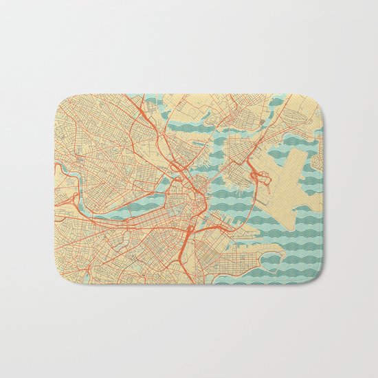 Boston Map Retro Bath Mat